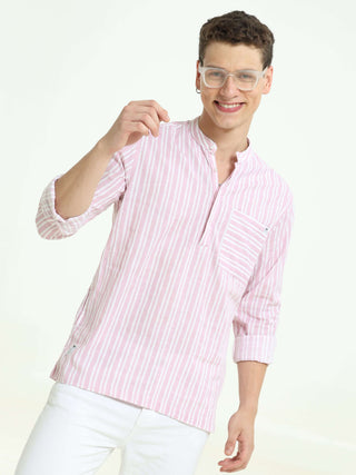 Serene Blush Striped Casual Kurta - model_poseposition_of_shirtporduct_type