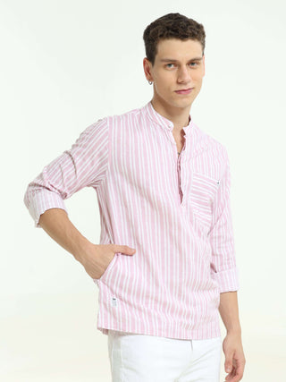 Serene Blush Striped Casual Kurta - model_poseposition_of_shirtporduct_type