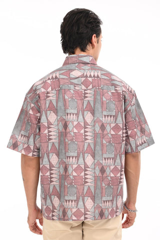 Shell Pink Cotton Abstract Zipper Shirt - model_poseposition_of_shirtporduct_type