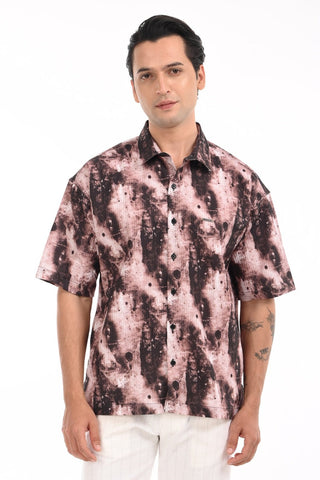 Slate Brown Digital Print Oversized Shirt - model_poseposition_of_shirtporduct_type