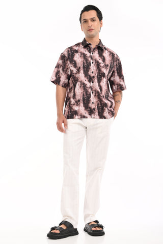 Slate Brown Digital Print Oversized Shirt - model_poseposition_of_shirtporduct_type