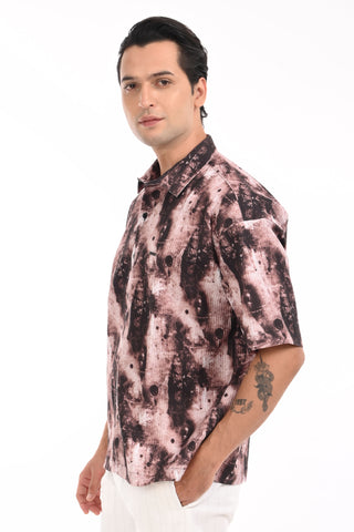 Slate Brown Digital Print Oversized Shirt - model_poseposition_of_shirtporduct_type