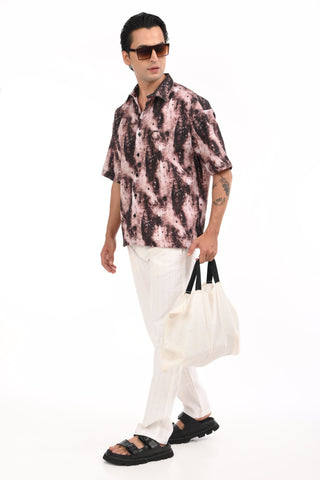 Slate Brown Digital Print Oversized Shirt - model_poseposition_of_shirtporduct_type