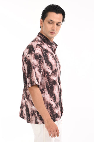 Slate Brown Digital Print Oversized Shirt - model_poseposition_of_shirtporduct_type