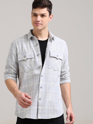Soft Lavender Pure Cotton Checks Shirt - model_poseposition_of_shirtporduct_type