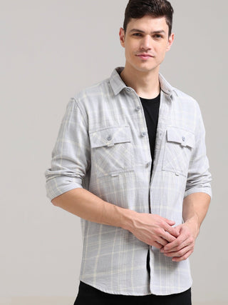 Soft Lavender Pure Cotton Checks Shirt - model_poseposition_of_shirtporduct_type