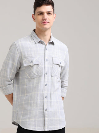 Soft Lavender Pure Cotton Checks Shirt - model_poseposition_of_shirtporduct_type
