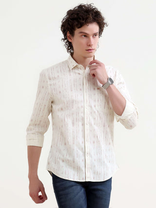 Soren abstract peach stripe printed shirt - model_poseposition_of_shirtporduct_type