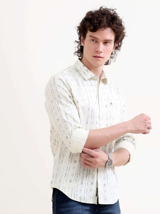 Soren Abstract Teal Stripes Shirt - model_poseposition_of_shirtporduct_type