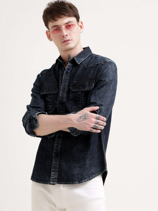 Storm Black Denim Shirt - model_poseposition_of_shirtporduct_type