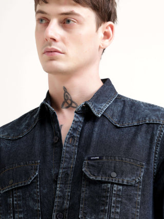 Storm Black Denim Shirt - model_poseposition_of_shirtporduct_type