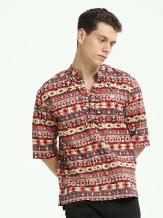 Tangerine Glow Orange Drop Shoulder Kurta - model_poseposition_of_shirtporduct_type