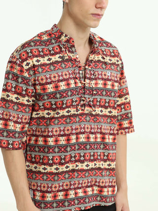 Tangerine Glow Orange Drop Shoulder Kurta - model_poseposition_of_shirtporduct_type