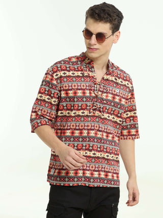 Tangerine Glow Orange Drop Shoulder Kurta - model_poseposition_of_shirtporduct_type