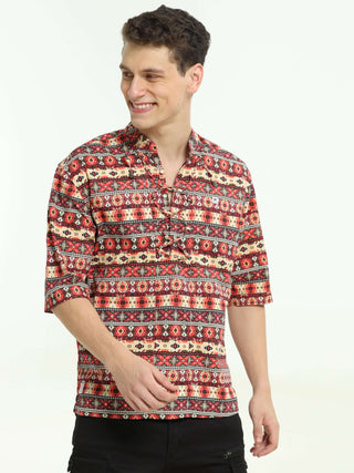 Tangerine Glow Orange Drop Shoulder Kurta - model_poseposition_of_shirtporduct_type