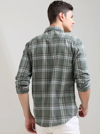 Taupe Green Off - white Checks shirt - model_poseposition_of_shirtporduct_type