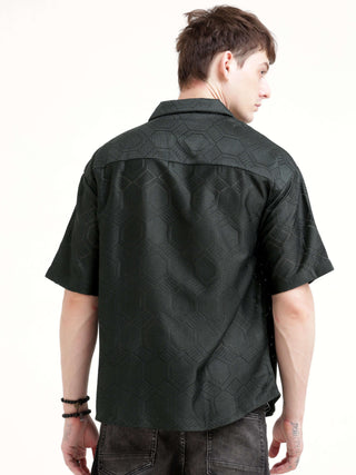 Texturiche Bottle Green Crochet Oversized Shirt - model_poseposition_of_shirtporduct_type