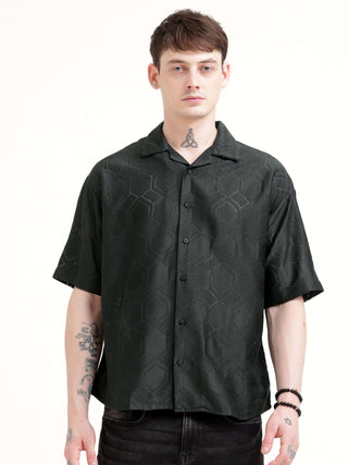 Texturiche Bottle Green Crochet Oversized Shirt - model_poseposition_of_shirtporduct_type