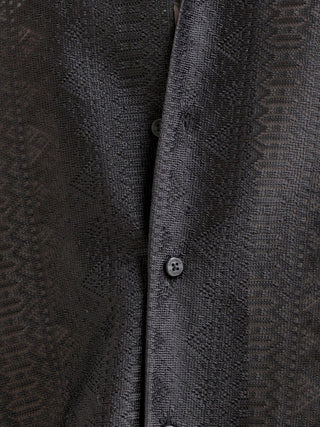 Texturiche Quad Black Crochet Oversized Shirt - model_poseposition_of_shirtporduct_type