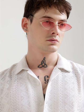 Texturiche Quad White Crochet Oversized Shirt - model_poseposition_of_shirtporduct_type