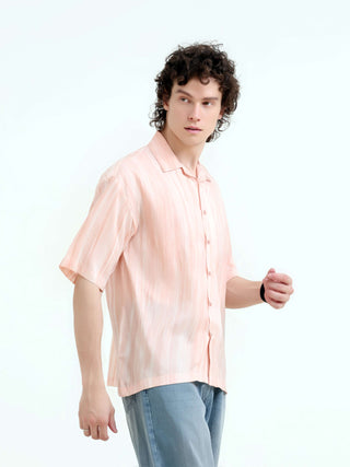 Tonal pastel pink lightweight oversized shirt - model_poseposition_of_shirtporduct_type