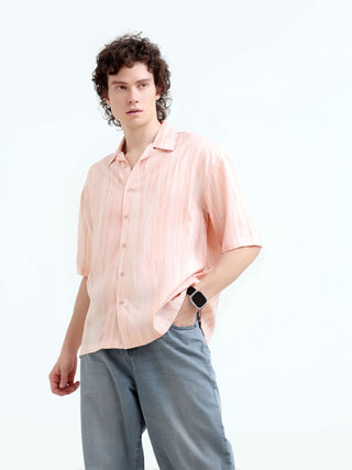 Tonal pastel pink lightweight oversized shirt - model_poseposition_of_shirtporduct_type