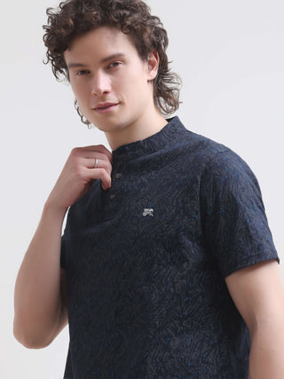 Trib Tropical Blue Henley T-shirt - model_poseposition_of_shirtporduct_type