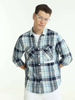 Twilight Blue Checks Shirt - model_poseposition_of_shirtporduct_type