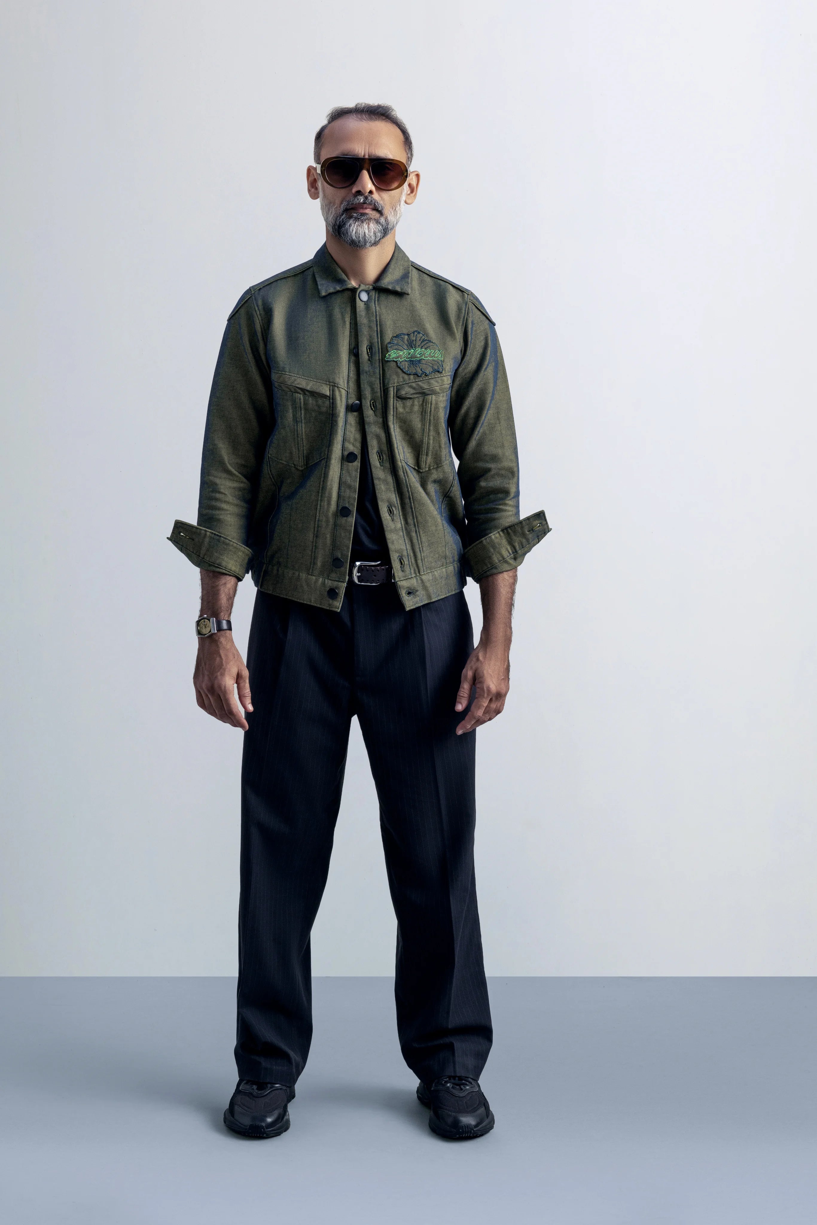 Verdant Signal Olive Green Denim - model_poseposition_of_shirtporduct_type