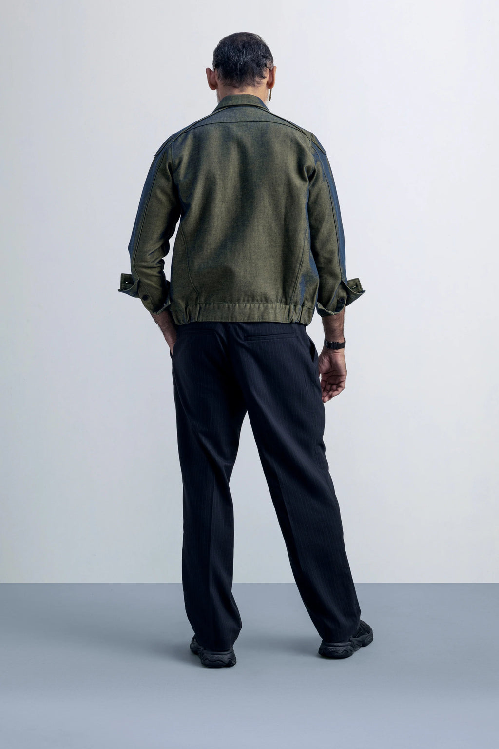 Verdant Signal Olive Green Denim - model_poseposition_of_shirtporduct_type