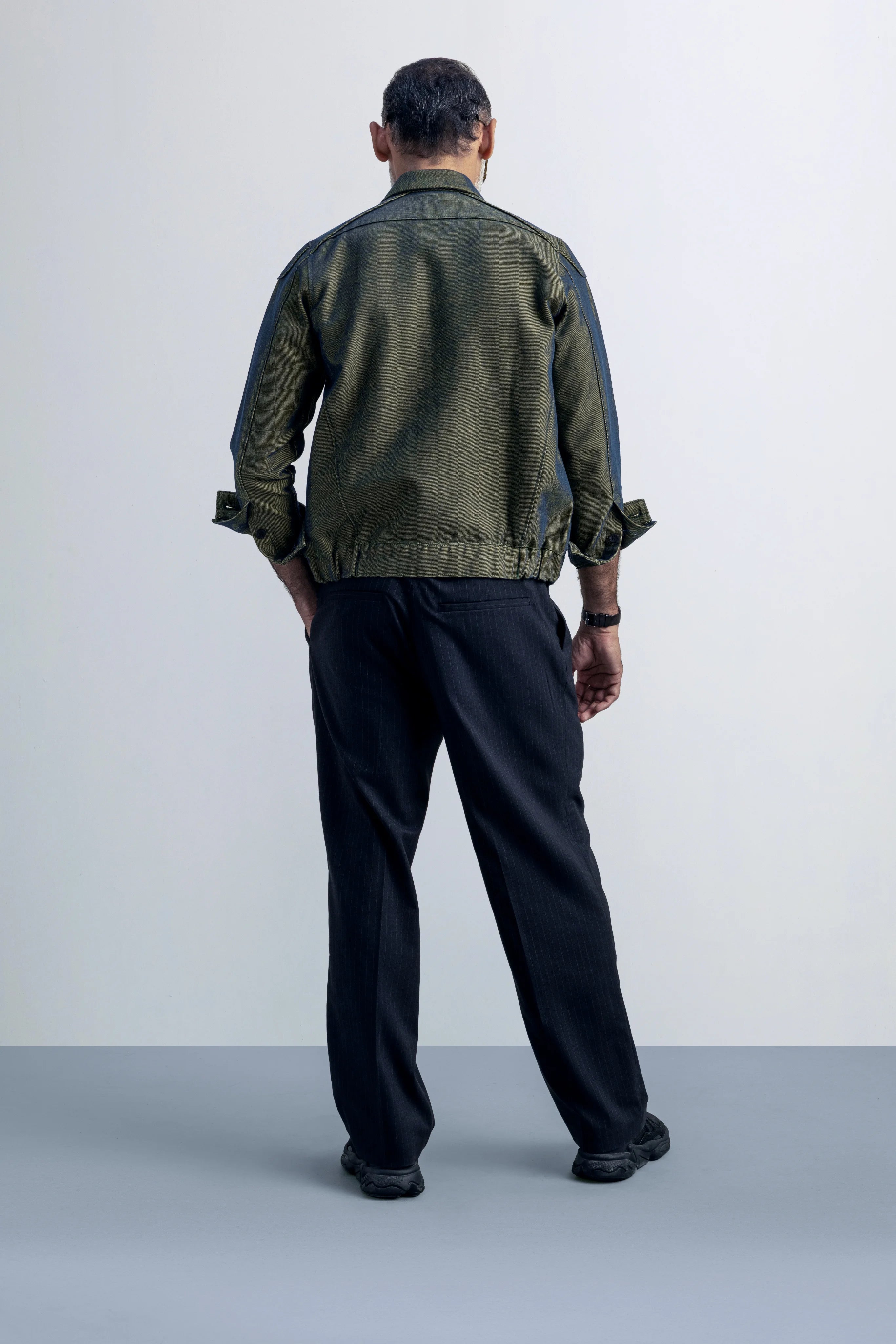 Verdant Signal Olive Green Denim - model_poseposition_of_shirtporduct_type