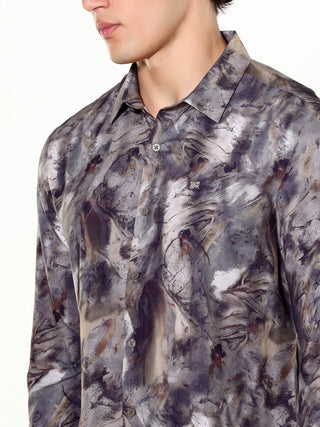 Verdant Wave Greyish Brown Digital Print Shirt - model_poseposition_of_shirtporduct_type