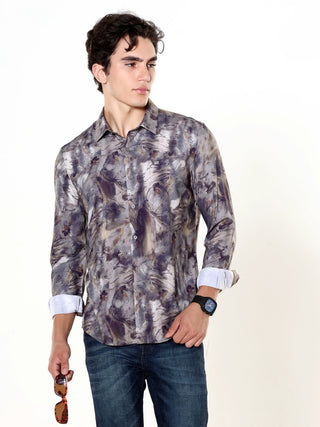 Verdant Wave Greyish Brown Digital Print Shirt - model_poseposition_of_shirtporduct_type