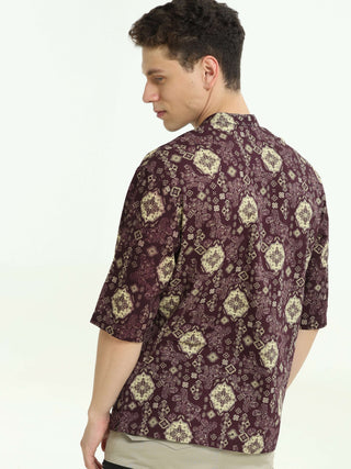 Vintage Merlot Wine Drop Shoulder Kurta - model_poseposition_of_shirtporduct_type