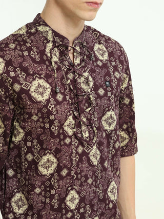 Vintage Merlot Wine Drop Shoulder Kurta - model_poseposition_of_shirtporduct_type