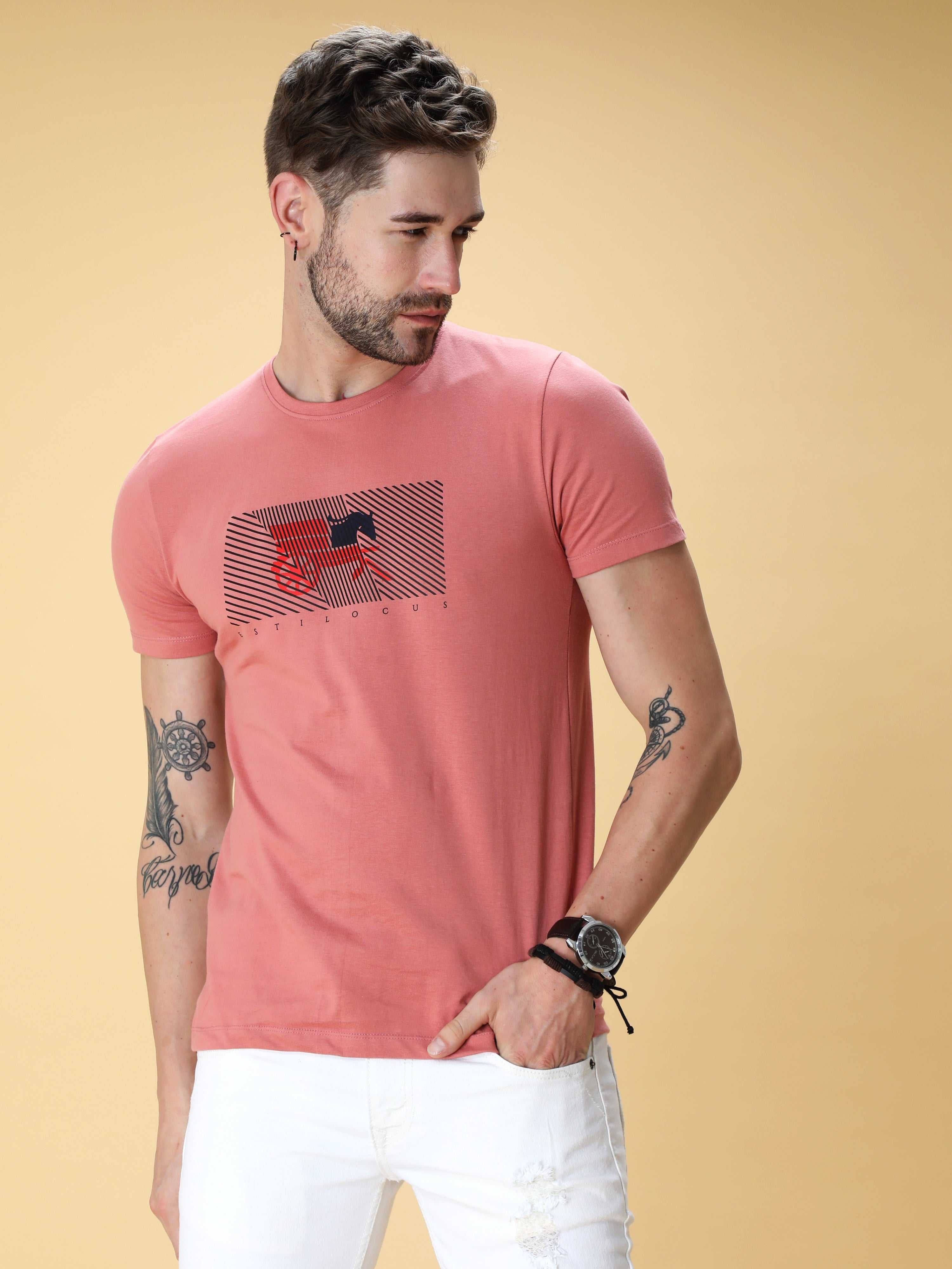 Coral Crew Neck T-Shirt shop online at Estilocus. This pure cotton printed T-shirt is a stylish go-to for laidback days. Cut in a comfy regular fit. • 100% Cotton knitted interlock 190GSM• Bio washed fabric• Round neck T-shirt • Half sleeve • Suits to wea