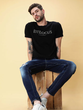 Midnight Black Crew Neck T-Shirt shop online at Estilocus. This pure cotton printed T-shirt is a stylish go-to for laidback days. Cut in a comfy regular fit. • 100% Cotton knitted interlock 190GSM• Bio washed fabric• Round neck T-shirt • Half sleeve • Sui