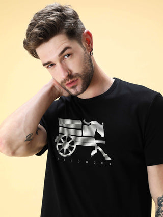 ONYX BLACK CREW NECK T-SHIRT shop online at Estilocus. This pure cotton printed T-shirt is a stylish go-to for laidback days. Cut in a comfy regular fit. • 100% Cotton knitted interlock 190GSM• Bio washed fabric• Round neck T-shirt • Half sleeve • Suits t