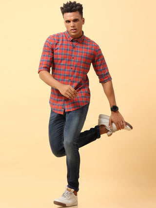 Crimson Red Checks Casual Full sleeve shirt | Men's Shirt shop online at Estilocus. Buy Crimson Red Checks Casual Full Sleeve shirts in different sizes online. Shop For Men with a wide range of latest collections Only at Estilocus. *Free Shipping * COD *