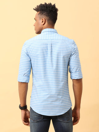 Sky Blue striped Casual Full sleeve shirt | Men's Shirt shop online at Estilocus. Buy Sky Blue striped Casual Full Sleeve shirts in different sizes online. Shop For Men with a wide range of latest collections Only at Estilocus. *Free Shipping * COD * Easy