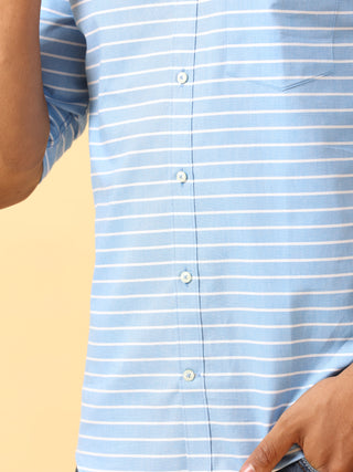 Sky Blue striped Casual Full sleeve shirt | Men's Shirt shop online at Estilocus. Buy Sky Blue striped Casual Full Sleeve shirts in different sizes online. Shop For Men with a wide range of latest collections Only at Estilocus. *Free Shipping * COD * Easy