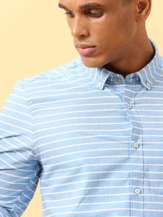 Sky Blue striped Casual Full sleeve shirt | Men's Shirt shop online at Estilocus. Buy Sky Blue striped Casual Full Sleeve shirts in different sizes online. Shop For Men with a wide range of latest collections Only at Estilocus. *Free Shipping * COD * Easy