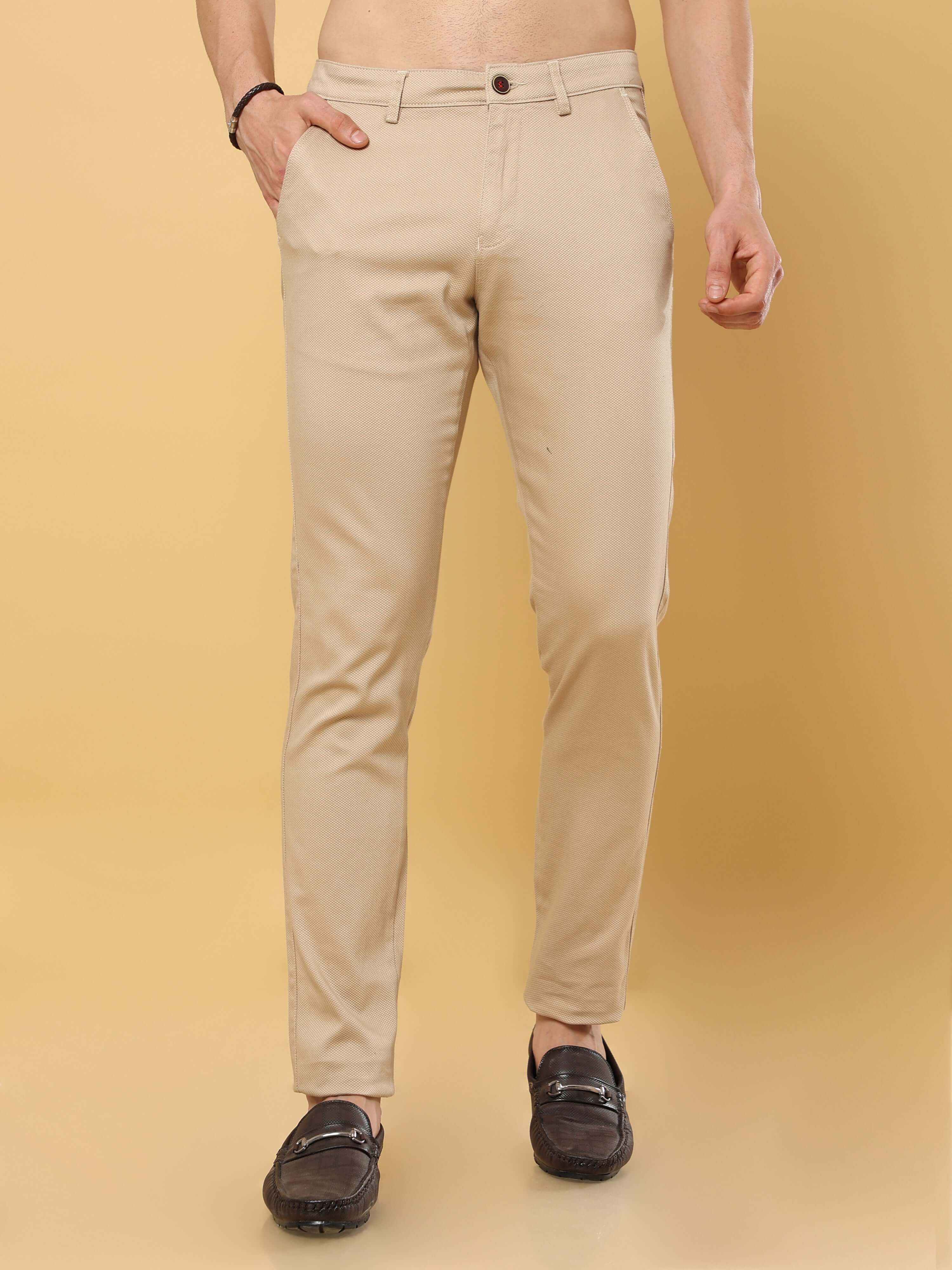 Lycra Cream Chino Pants