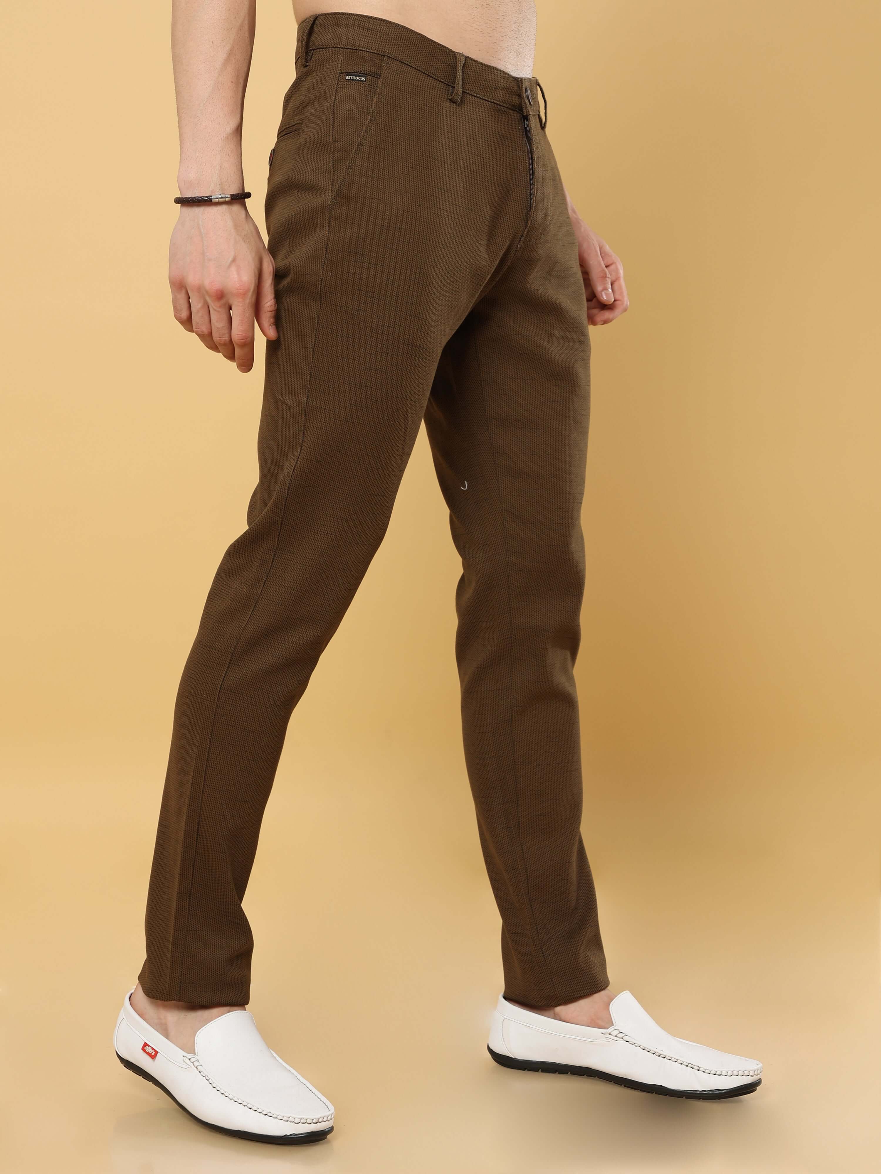 Textured Brown Chino Pants