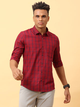 Dark Red checks Semi Casual Full sleeve shirt | Men's Shirt shop online at Estilocus. Buy Dark Red checks Semi Casual Full Sleeve shirts in different sizes online. Shop For Men with a wide range of latest collections Only at Estilocus. *Free Shipping * CO