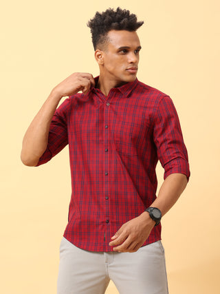 Dark Red checks Semi Casual Full sleeve shirt | Men's Shirt shop online at Estilocus. Buy Dark Red checks Semi Casual Full Sleeve shirts in different sizes online. Shop For Men with a wide range of latest collections Only at Estilocus. *Free Shipping * CO