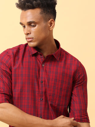 Dark Red checks Semi Casual Full sleeve shirt | Men's Shirt shop online at Estilocus. Buy Dark Red checks Semi Casual Full Sleeve shirts in different sizes online. Shop For Men with a wide range of latest collections Only at Estilocus. *Free Shipping * CO