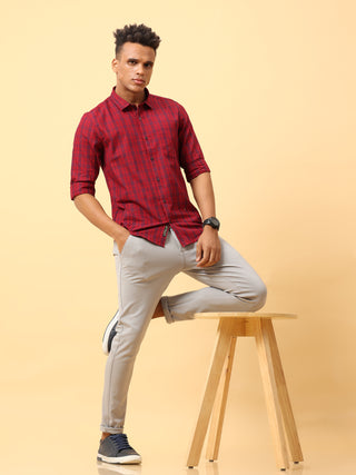 Dark Red checks Semi Casual Full sleeve shirt | Men's Shirt shop online at Estilocus. Buy Dark Red checks Semi Casual Full Sleeve shirts in different sizes online. Shop For Men with a wide range of latest collections Only at Estilocus. *Free Shipping * CO