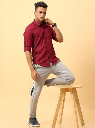 Dark Red checks Semi Casual Full sleeve shirt | Men's Shirt shop online at Estilocus. Buy Dark Red checks Semi Casual Full Sleeve shirts in different sizes online. Shop For Men with a wide range of latest collections Only at Estilocus. *Free Shipping * CO