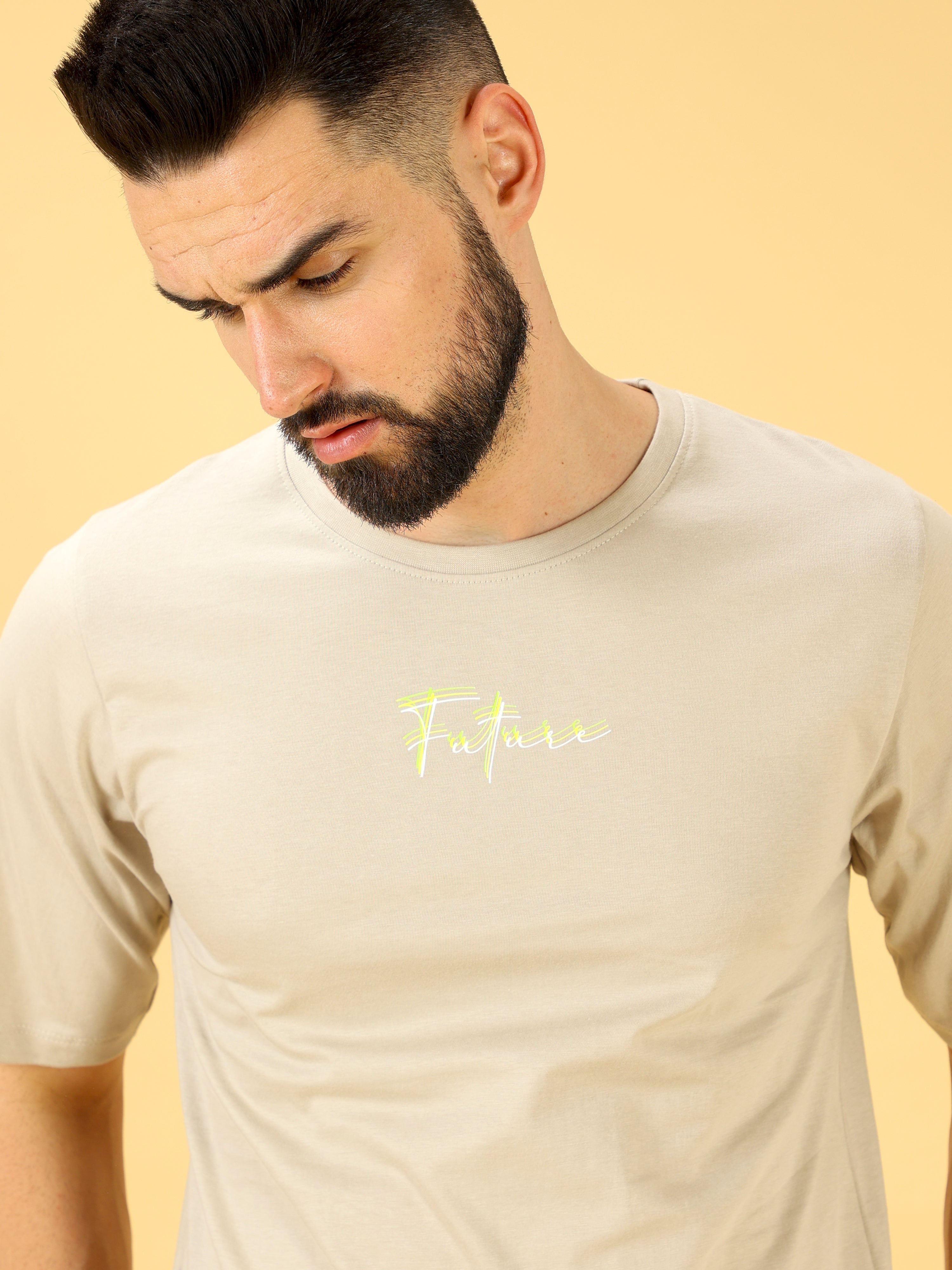 Future Chest Print Fly Sleeve Crew Neck T-Shirt_ T-Shirt_ estilocus